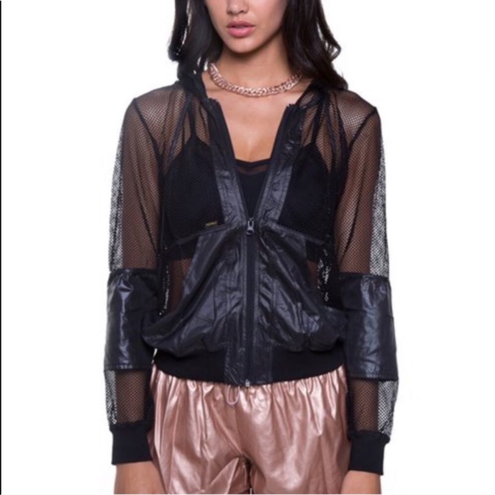 Yrstrly Black Mesh 14th Street Zip Up Hoodie